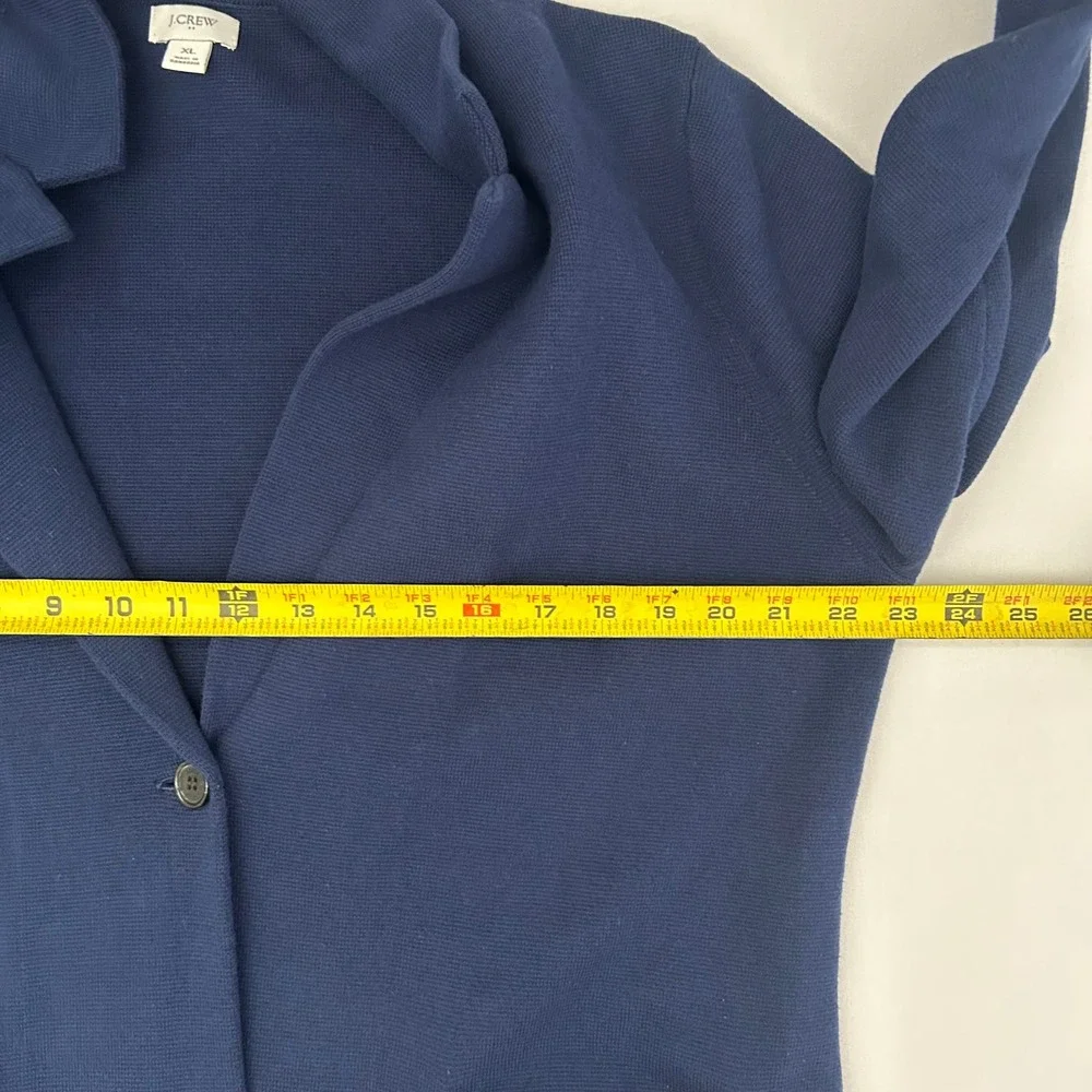J.Crew Cecile Sweater Blazer Women XL Navy Blue Cotton Notch Lapel Single Button